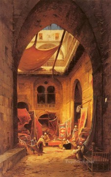 アラブ Painting - カーペットバザール ヘルマン・デヴィッド・サロモン・コッローディ オリエンタリストの風景 アラベール